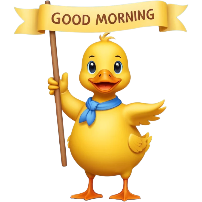 Duck with inspirational good morning banner emoji