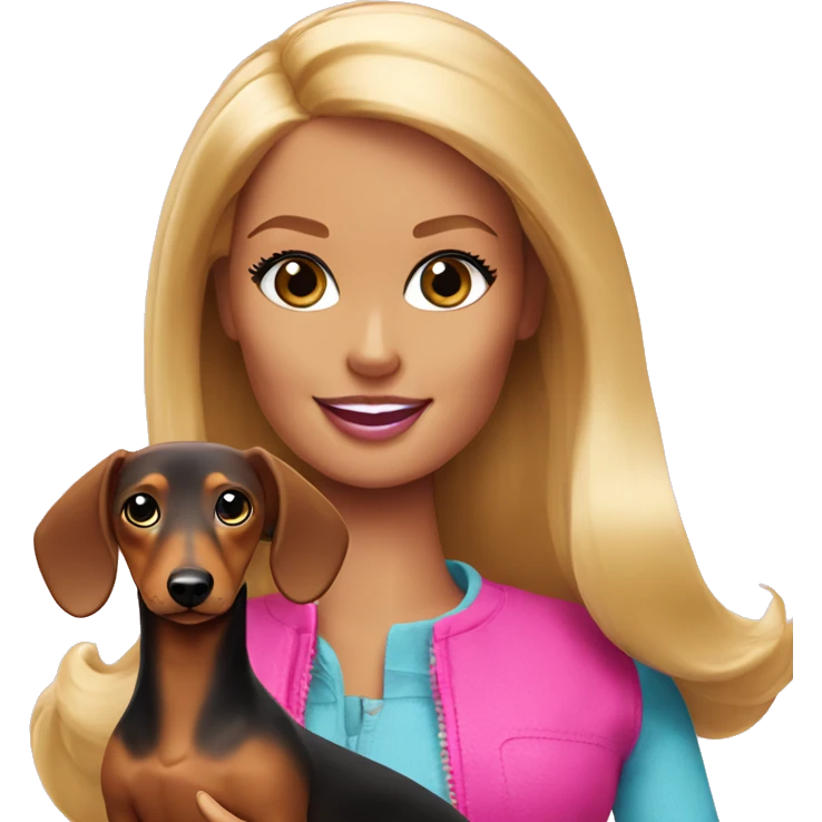 Barbie with blonde Dachshund  emoji