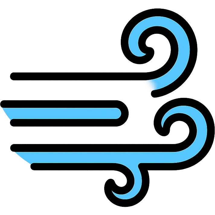 wind depicted as dynamic blue lines in a modern flat icon style emoji