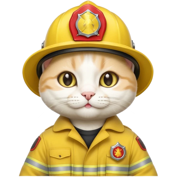 Fireman white Cat, yellow cloth emoji