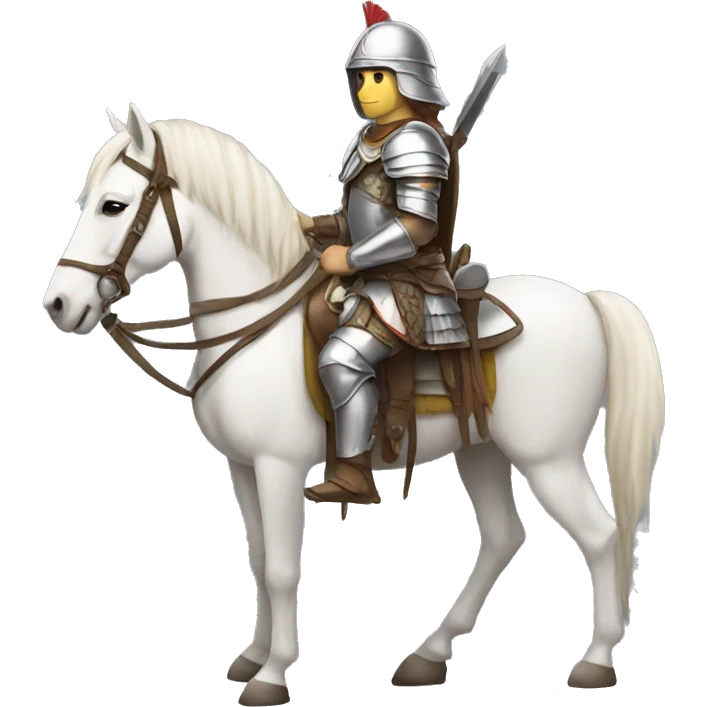 a white avar nomadic soldier on a horse from the side with little armor on emoji