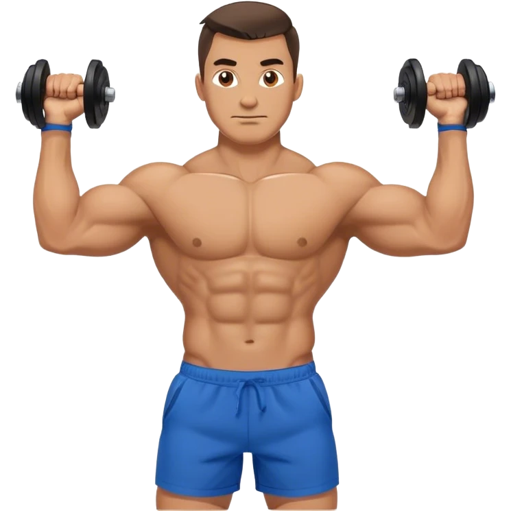 strong man with blue shorts holding kettlebell emoji