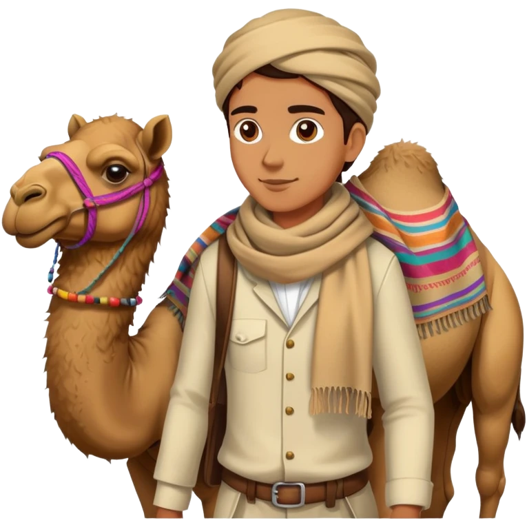 A traveller walking with camel emoji