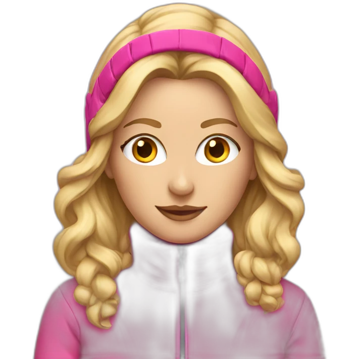 Blonde woman wearing pink ski suit emoji