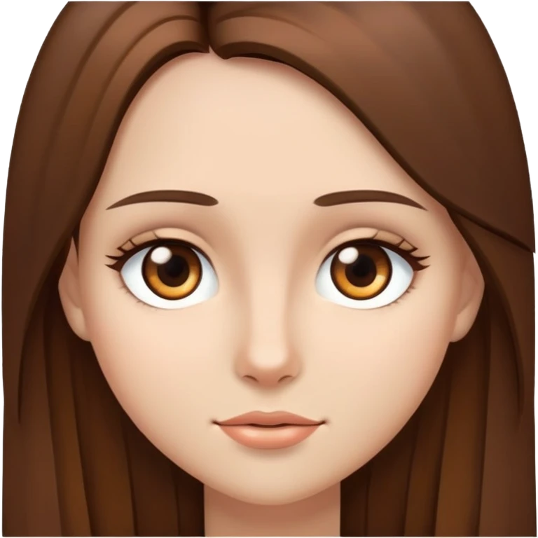 girl with straight long brown hair with brown eyes emoji