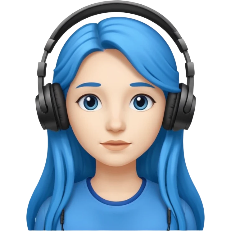 blue long haired woman with headphone emoji