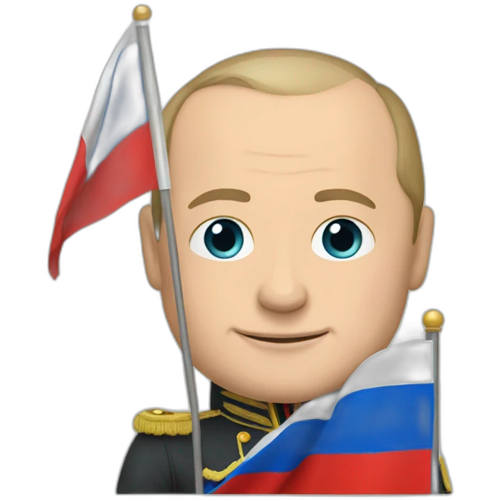 Putin holds the flag of "free Russia" emoji