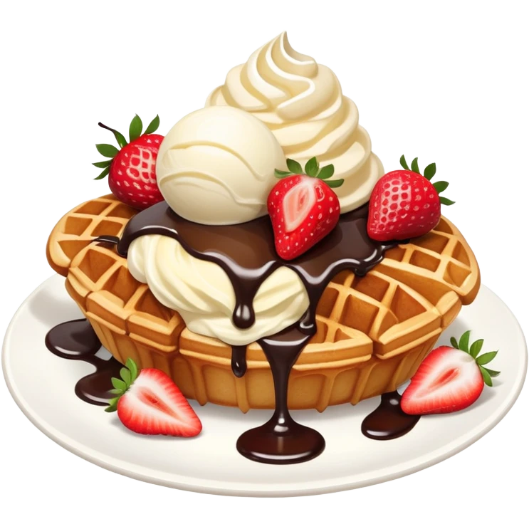 Croffle (croissant waffle) with ice cream and strawberry emoji