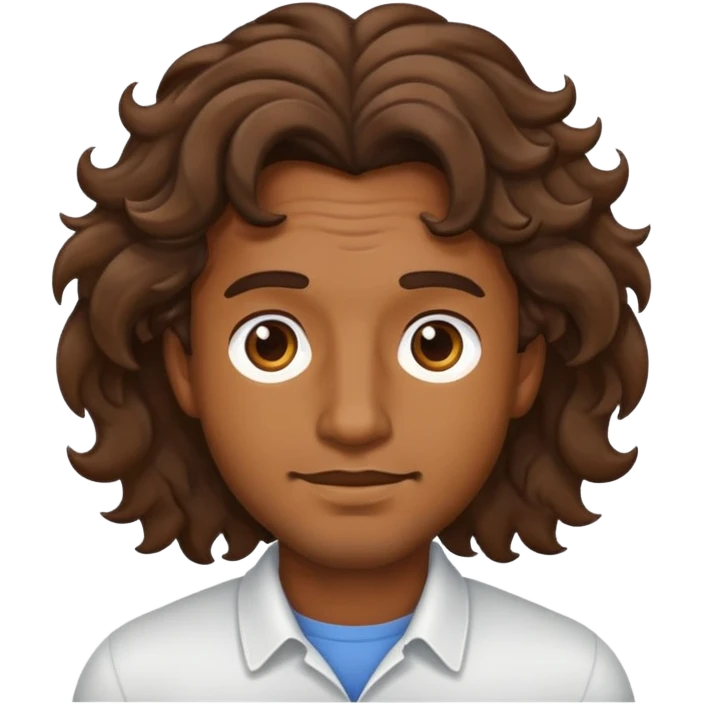 Homem moreno com cabelo ondulado emoji