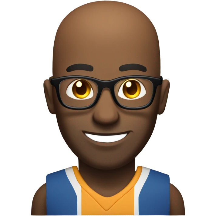 Bald brown skin guy with glasses and 5 o clock shadow playing volleyball  emoji
