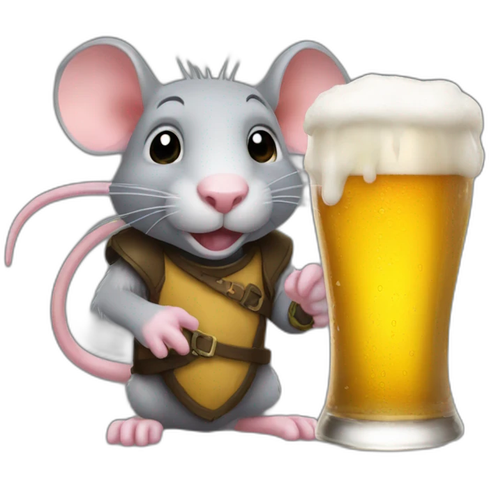 a rat in a beer glass playing dota emoji