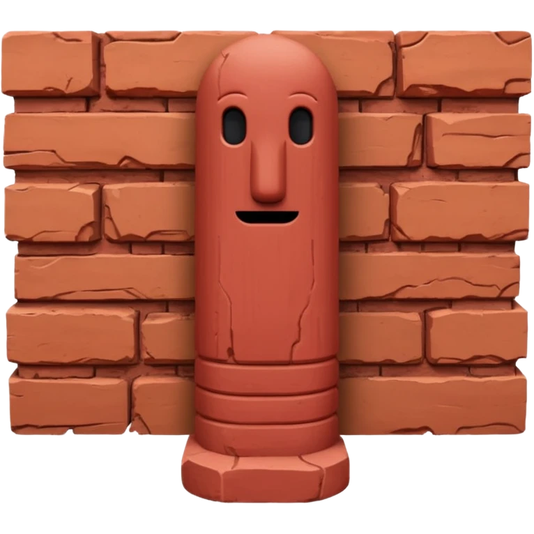 Ancient erect penis statue, made of layered bricks, with no face emoji