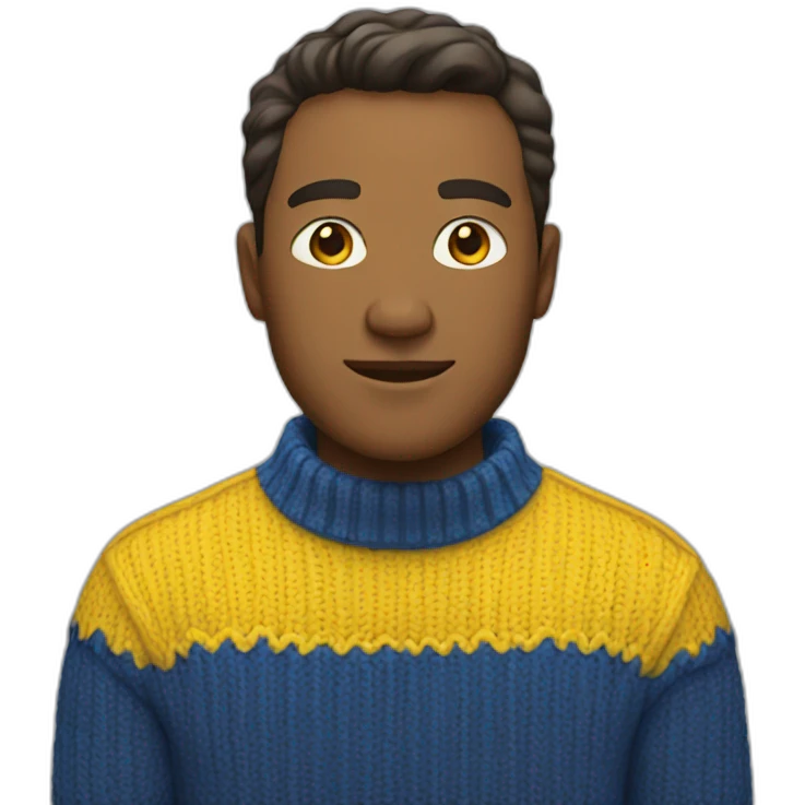 Man in blue and yellow sweater emoji