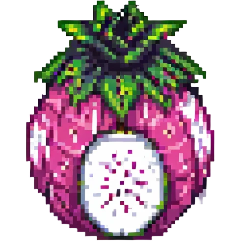 vibrant colors dragon fruit pixel art emoji