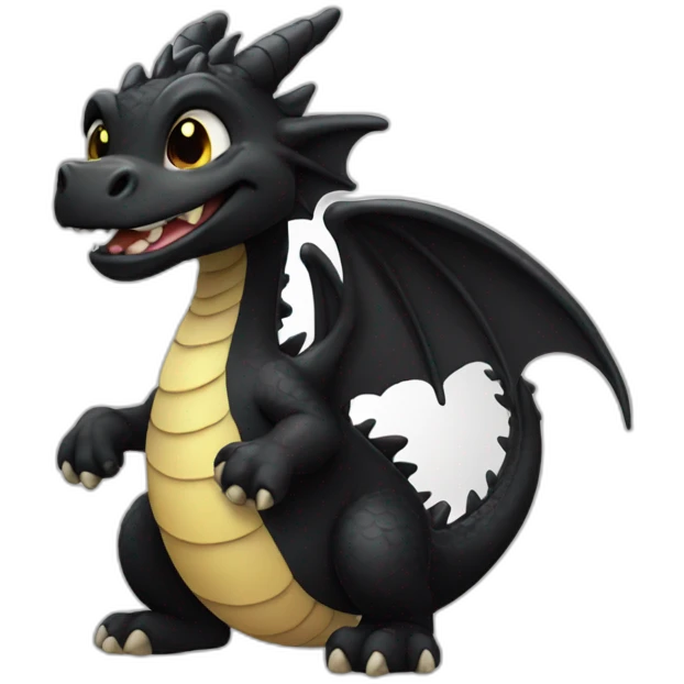 Happy Cute Black dragon hyped up emoji