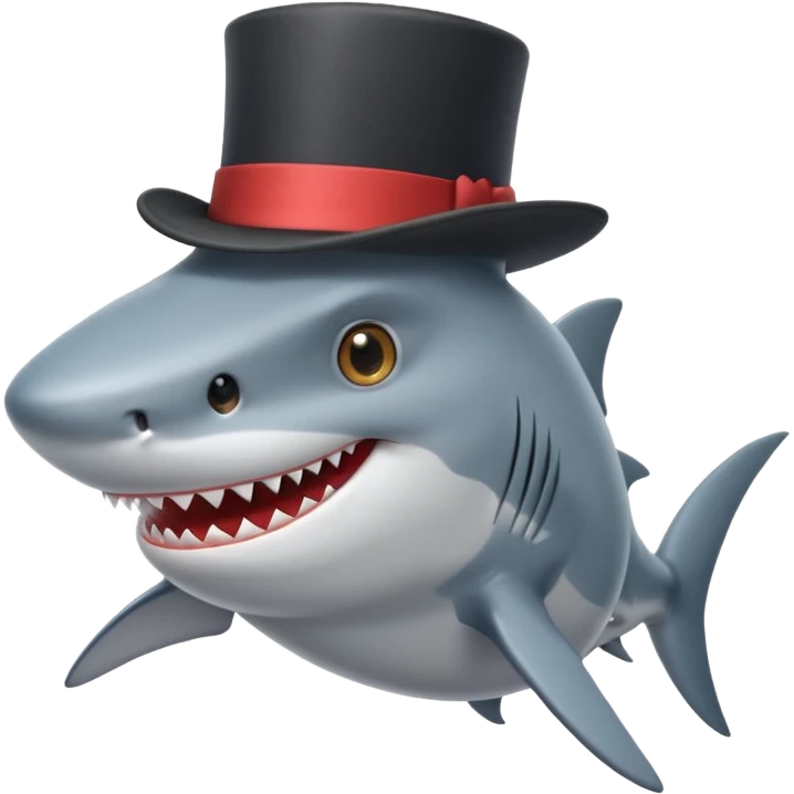 Shark with a top hat emoji