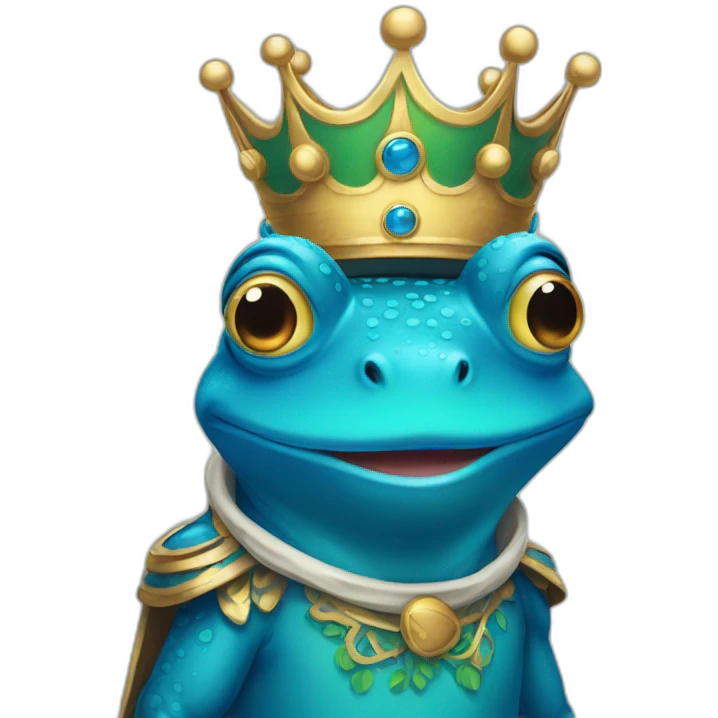 blue king froggy line illustration emoji