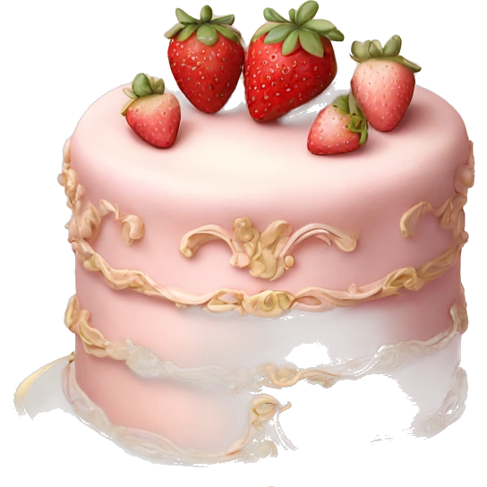vintage rococo highly detailed pale pink cake with strawberries emoji