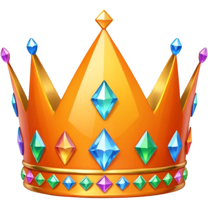 orange prismatic 3d crown with rainbow gems emoji