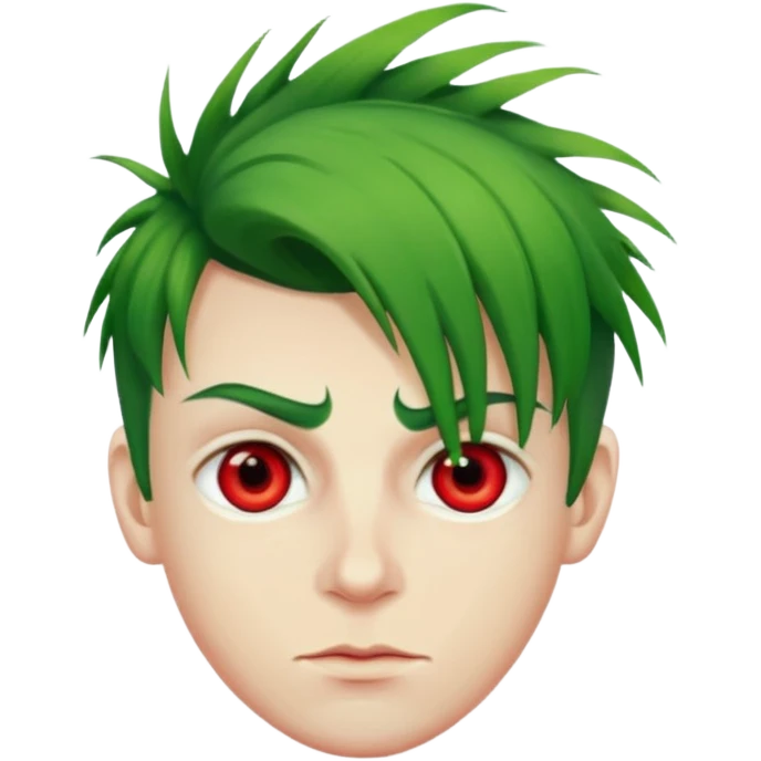 A man with red eye and hair like a leeks emoji