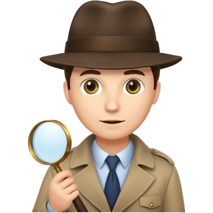 a detective with a hat and a magnifying glass emoji