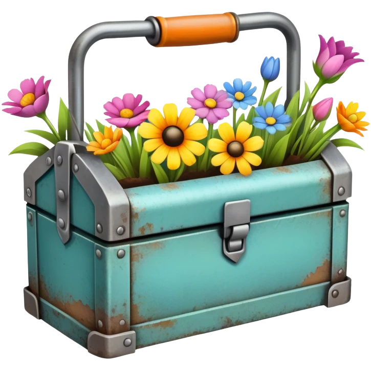spring themed tool box with flowers emoji