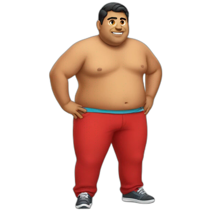 Fat latino Guy with red pants emoji