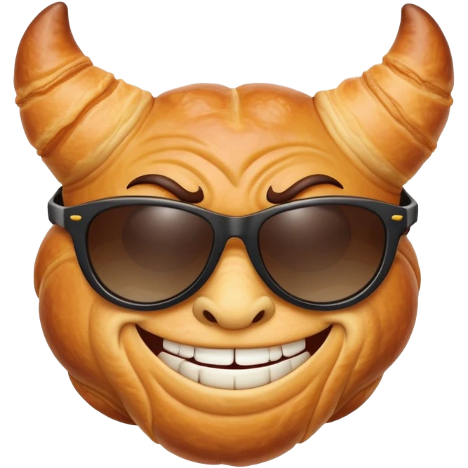 Cruasán con gafas de sol y sonrisa diabólica  emoji