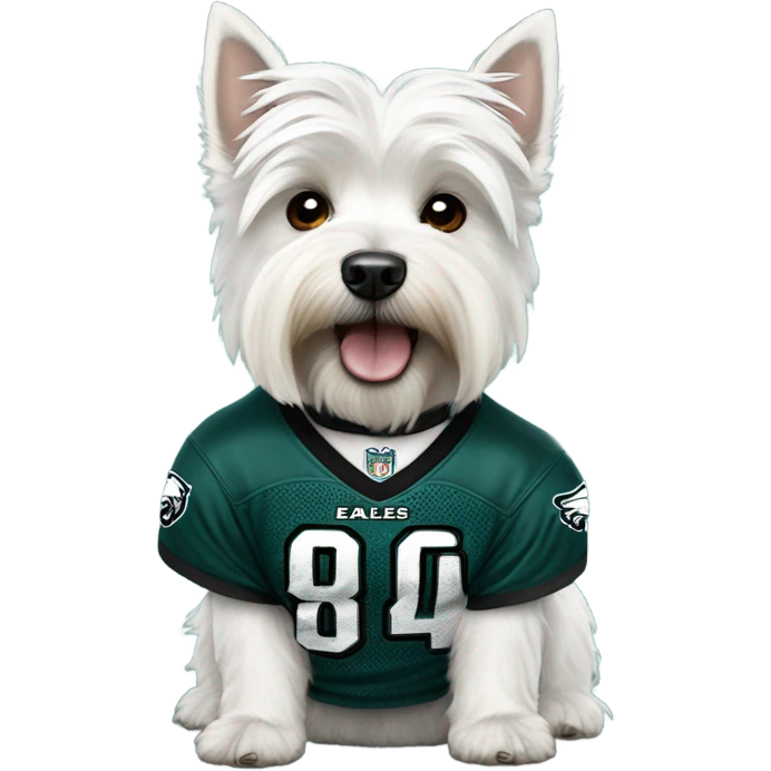 Westie wearing a Philadelphia eagles jersey emoji