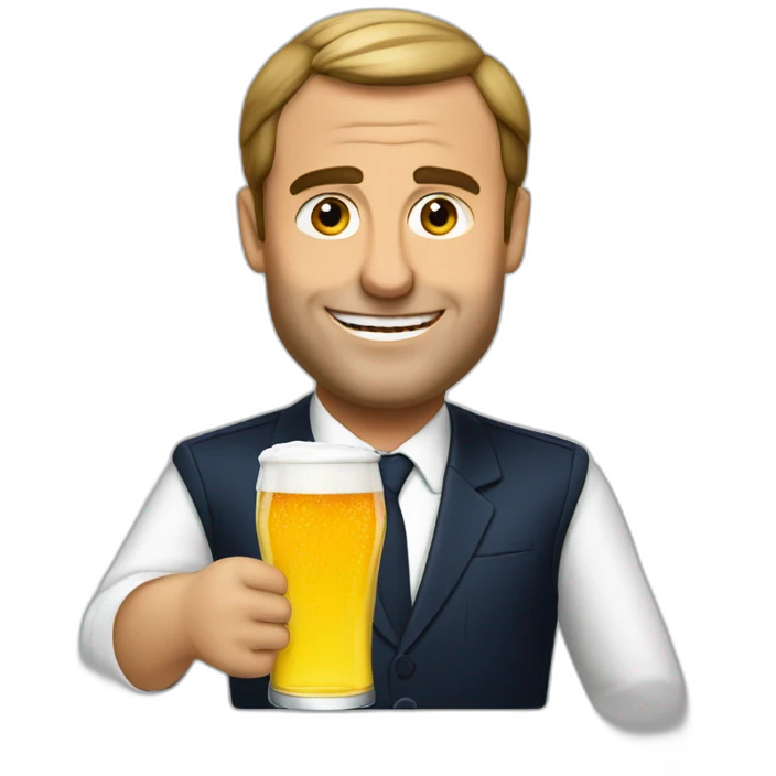 Macron drink a beer emoji