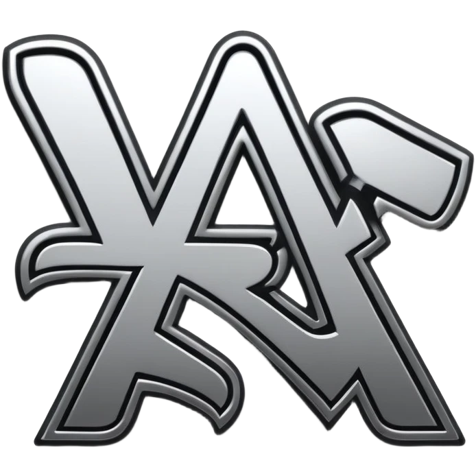 western style graffiti connected BLK letters with metallic silver outline, transparent background, only the letters visible, simple design for Discord emoji