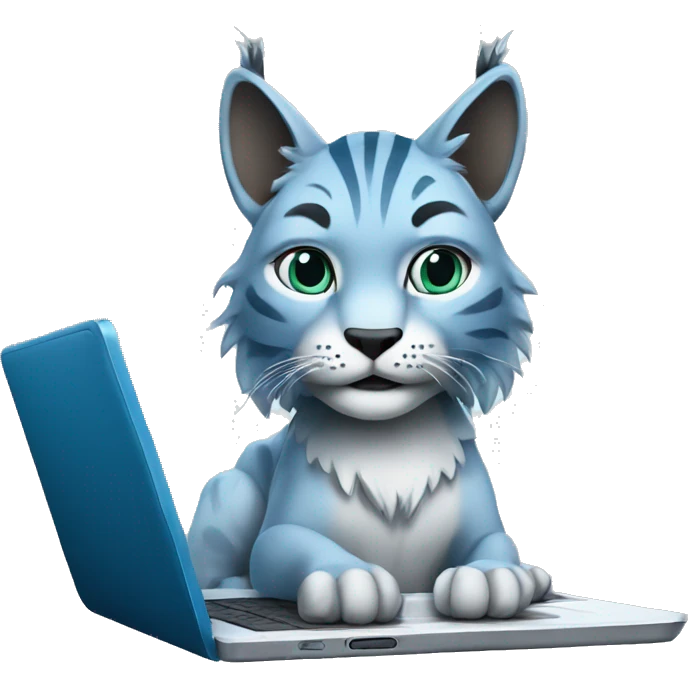 A blue lynx with a laptop emoji