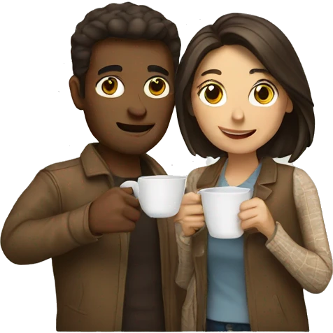 Man and woman drinking coffee  emoji