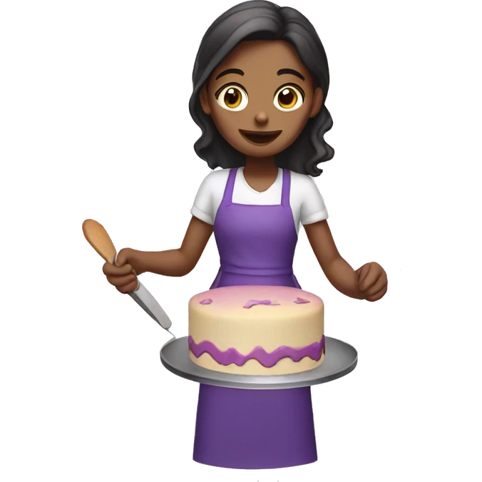 Girl in purple baking cake emoji