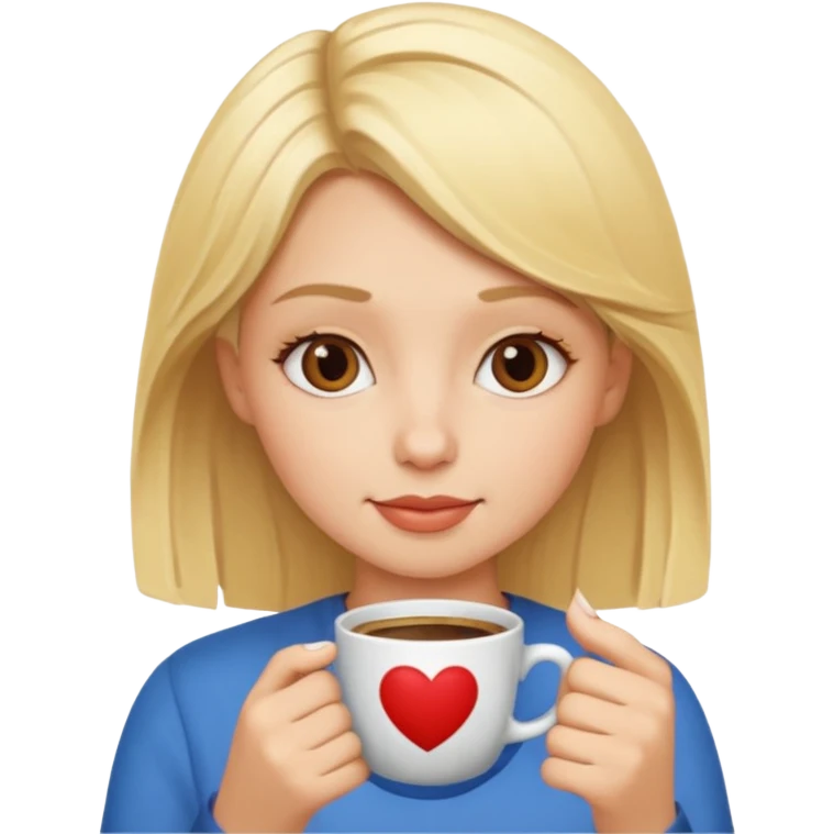blomde girl drink coffe emoji