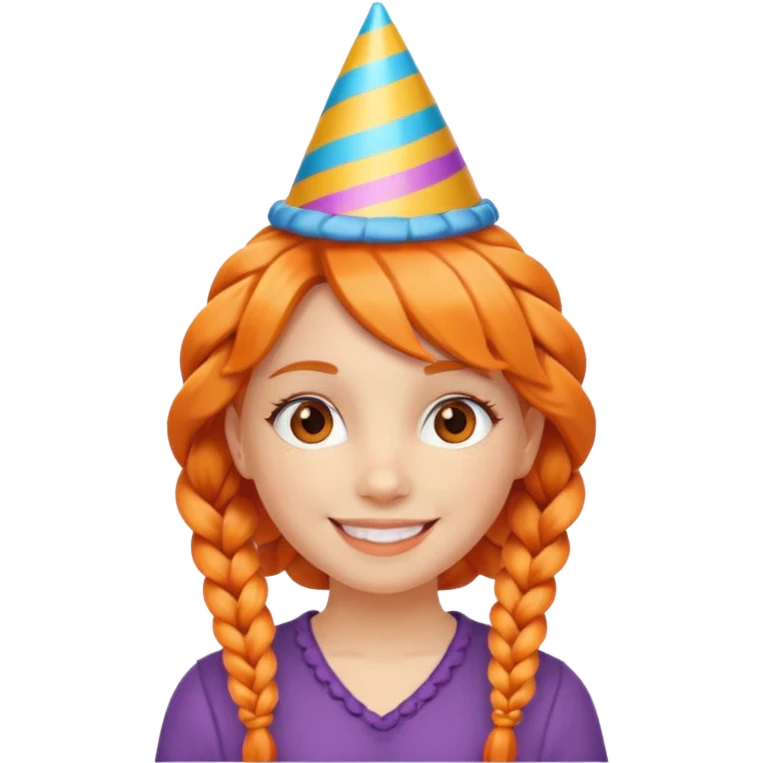 party hatted orange braided haired girl emoji