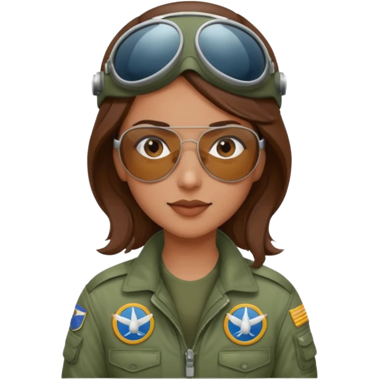 A female pilot with medium skin and tied-back brown hair emoji