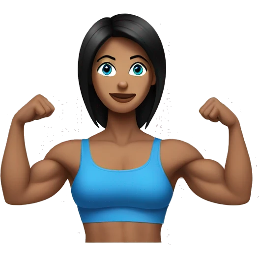 Muscle mommy with blue eyes and black hair emoji