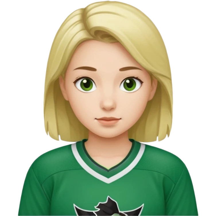 Girl hockey player with green jersey emoji