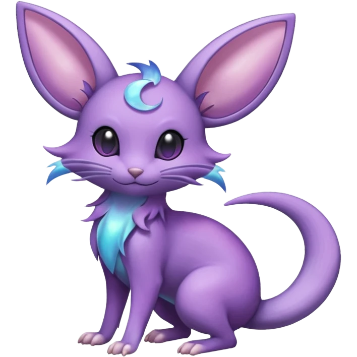Celestial Crescent Lunar Shiny Glossy Lumine Stellar Rattata-Noibat-Espeon-Purrloin-Fakemon-hybrid-creature (full body) emoji