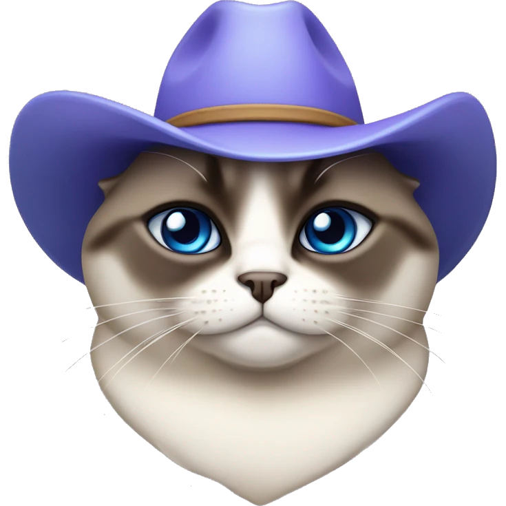 Fat Siamese cat crossed blue eyes lavender cowboy hat emoji