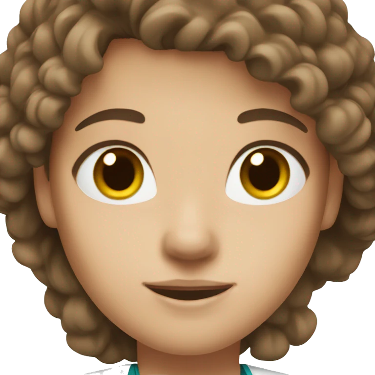 Nurse, long brown hair, brown eyes white skin emoji