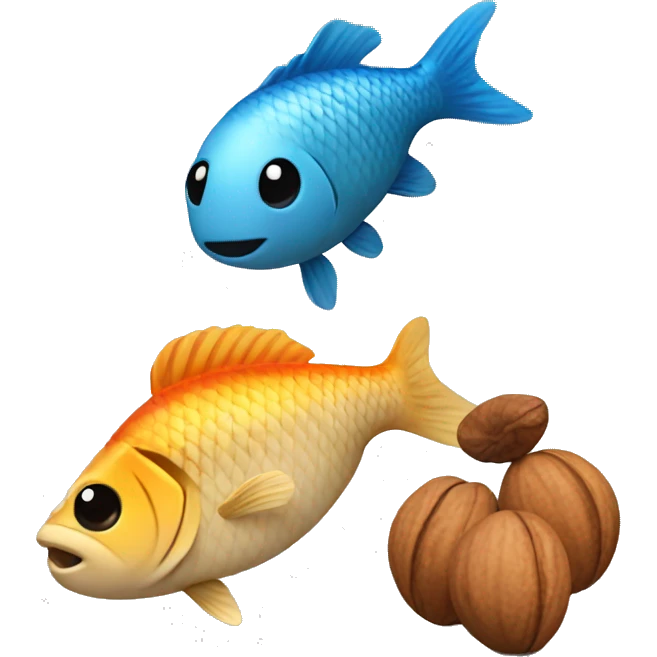 create emoji combining a nut and a fish emoji