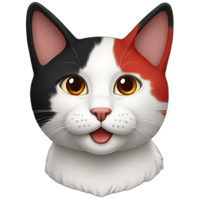 White-red-black cat emoji