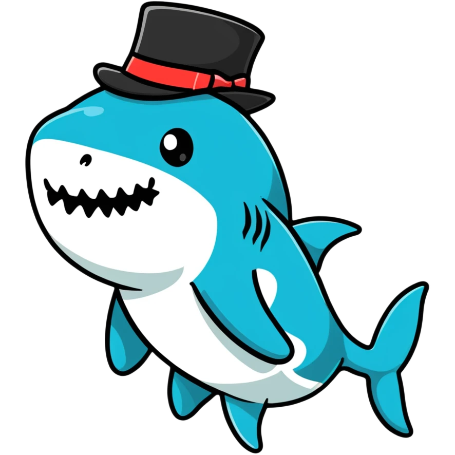 Shark with a top hat emoji