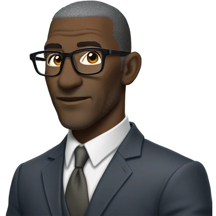 Shannon sharp with suit and glasses and buzz cut and small eyes over 50 small gray beard emoji