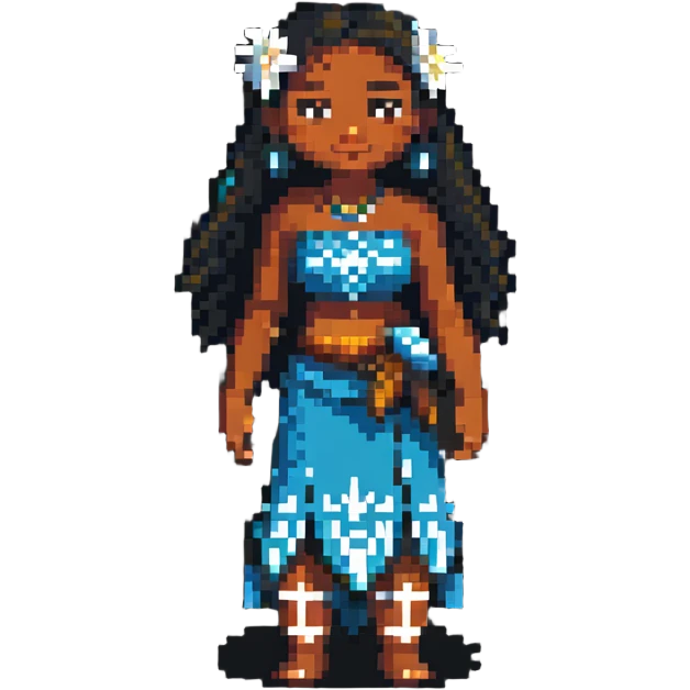 Moana standing, pixel art style emoji