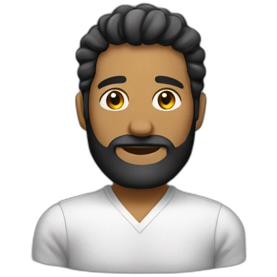 Hombre meztizo sin pelos y con barba negra y con ropa negra emoji