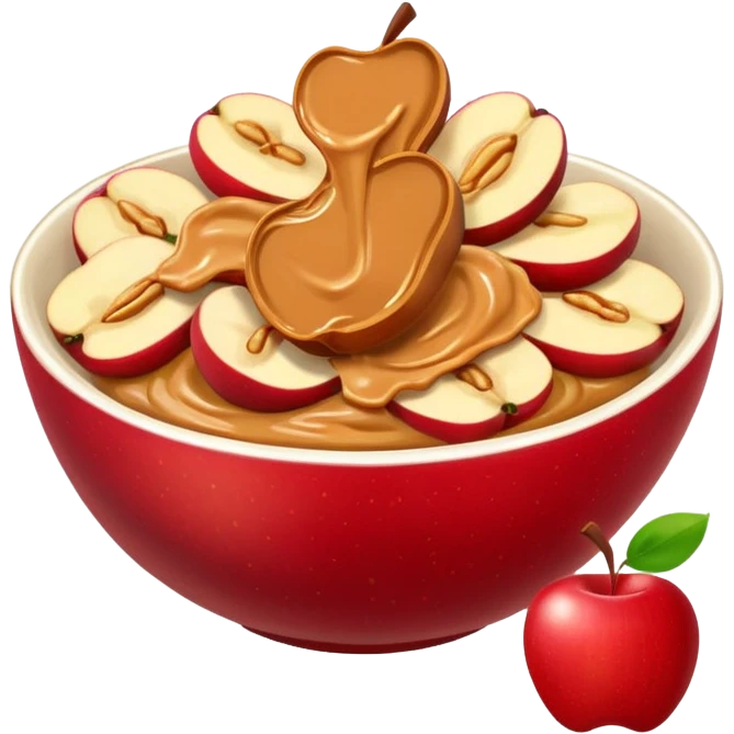 apple pieces in bowl with peanutbutter emoji