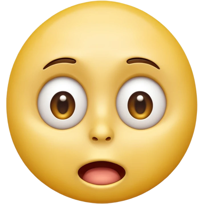 A 3D glossy yellow emoji face with a horrified expression, only large wide-open eyes, wide-open mouth, raised eyebrows, no nose, hands against its cheeks, vector style, black background, high quality, soft studio lighting emoji